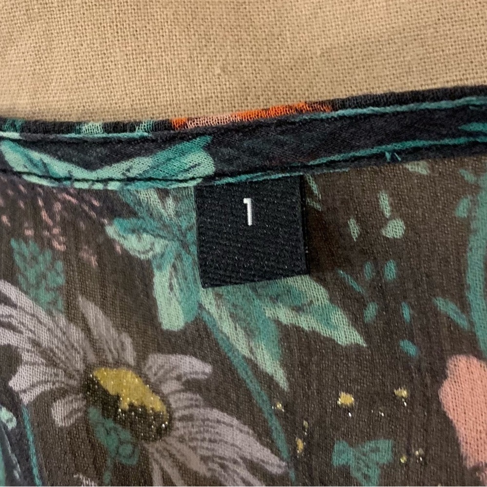 The Kooples Silk Floral Ruffle Blouse Sheer Poppy Field Print Romantic Top - Picture 10 of 12